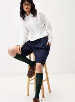 Pleated fit-and-flare shirt