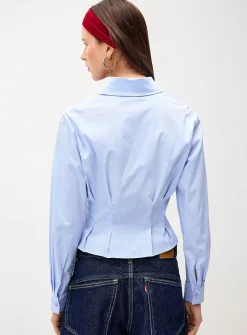 Pleated fit-and-flare shirt