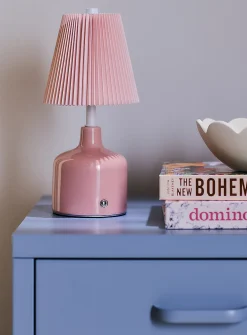 Pleated lampshade rechargeable touch table lamp