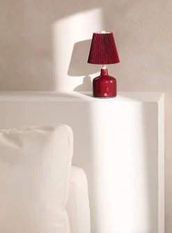 Pleated lampshade rechargeable touch table lamp