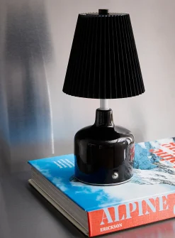 Pleated lampshade rechargeable touch table lamp