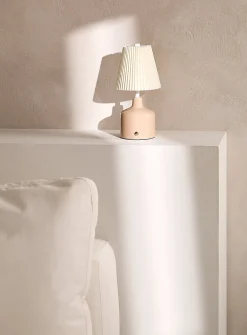 Pleated lampshade rechargeable touch table lamp
