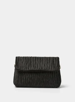Pleated satin evening bag