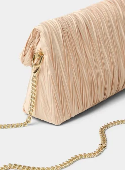 Pleated satin evening bag