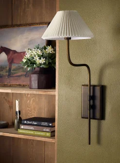 Pleated shade angular wall sconce
