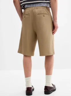 Pleated soft twill Bermudas