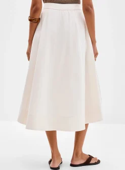 Pleated structured twill flared skirt
