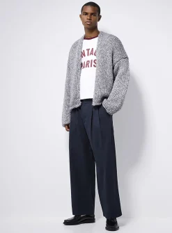 Pleated wide-leg chinos