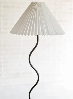 Pleated-shade wavy floor lamp