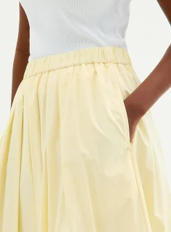 Pleated-waist poplin maxi skirt