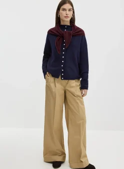 Plush funnel-neck cardigan