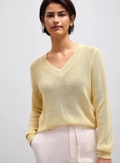 Plush sequined V-neck sweater