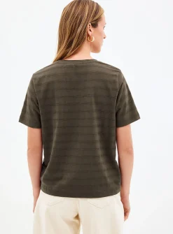 Pointelle pattern pure organic cotton T-shirt