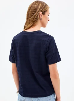 Pointelle pattern pure organic cotton T-shirt