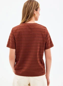 Pointelle pattern pure organic cotton T-shirt