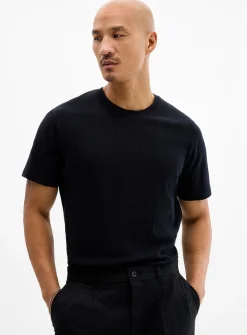 Pointelle stripe jersey T-shirt