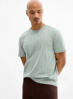 Pointelle stripe jersey T-shirt