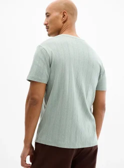 Pointelle stripe jersey T-shirt