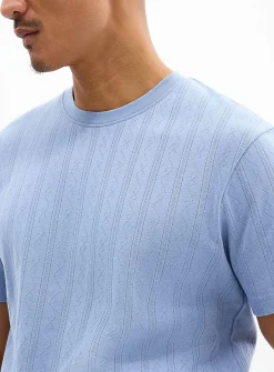 Pointelle stripe jersey T-shirt