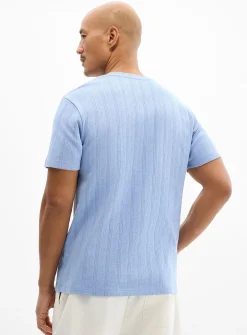 Pointelle stripe jersey T-shirt