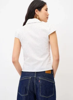 Polka dot cap sleeve shirt