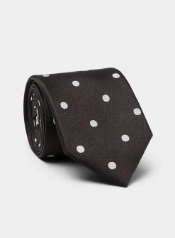Polka dot pure silk tie