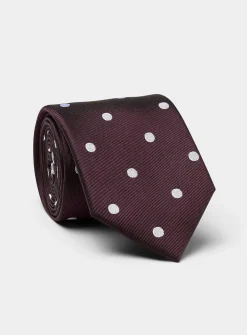 Polka dot pure silk tie