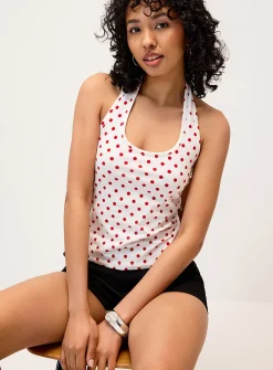 Polka dotted halter cami