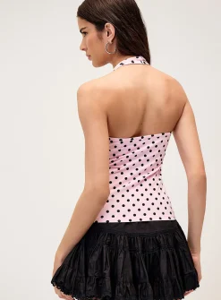 Polka dotted halter cami