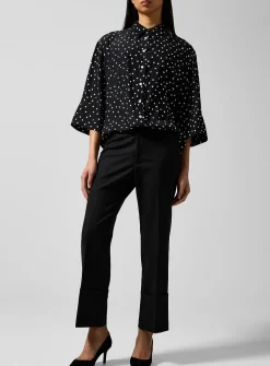 Polka-dotted 3/4 sleeve blouse