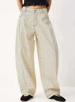 Polka-dotted barrel-leg jean