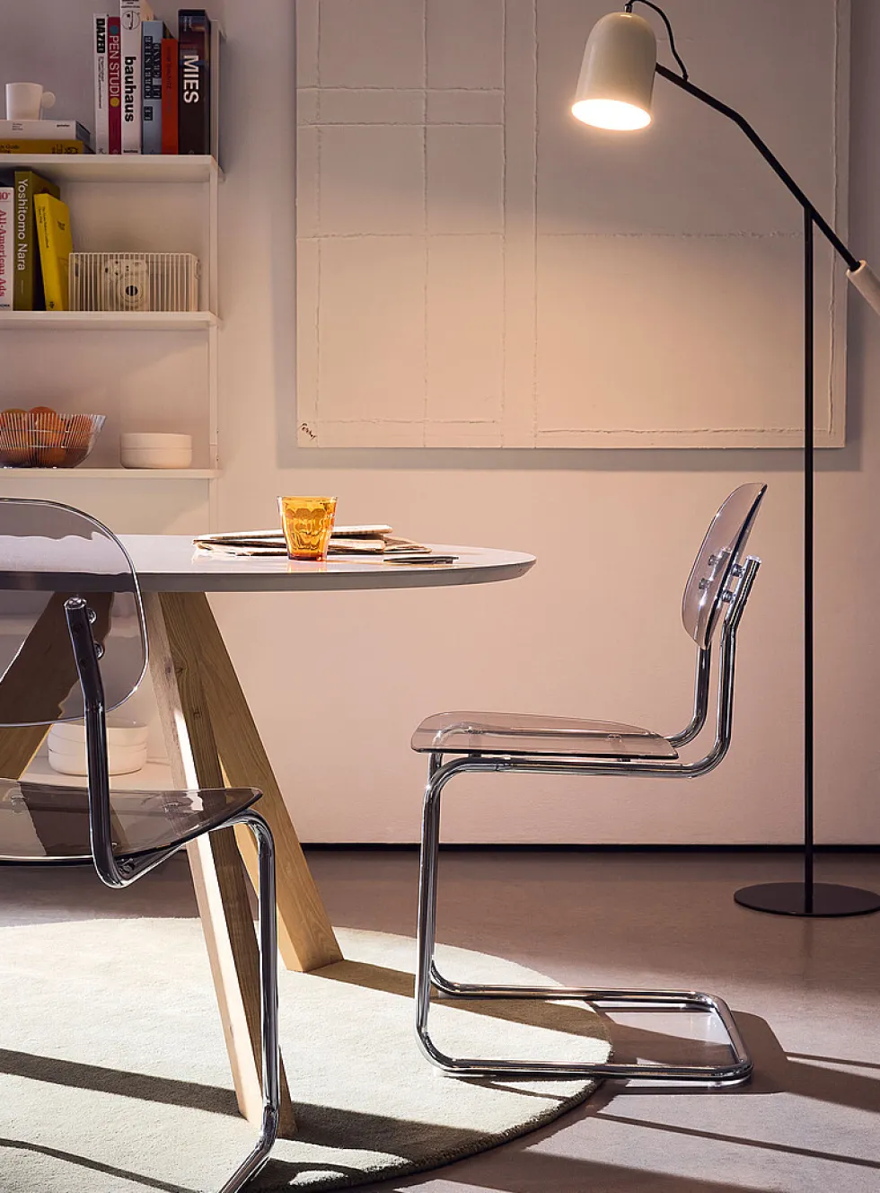 Polycarbonate and metal chairs