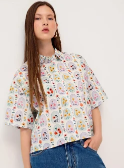 Pop print cropped shirt