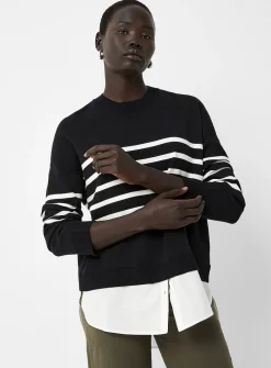 Poplin insert loose sweater