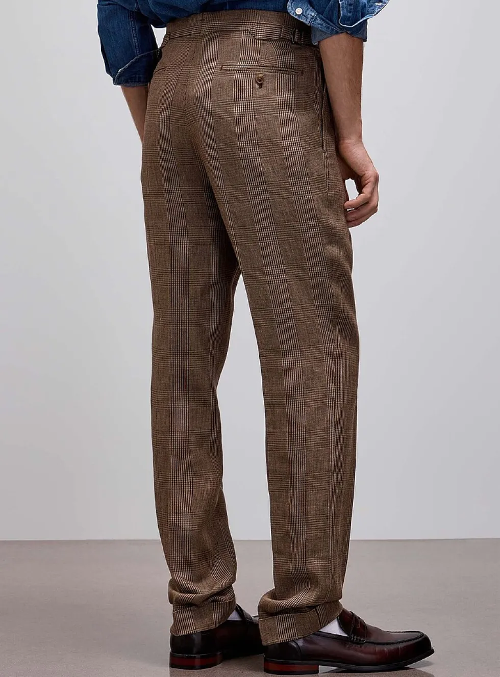 Prince of Wales linen-blend pant