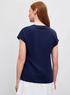 Printed 100% organic cotton cap-sleeve T-shirt