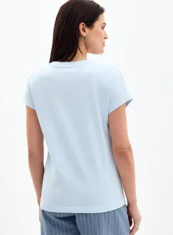 Printed 100% organic cotton cap-sleeve T-shirt