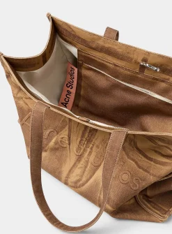 Printed denim tote bag