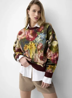 Printed drop-shoulder organic cotton sweatshirt
