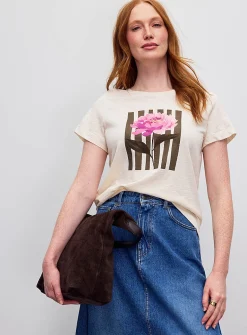 Printed pure cotton slub T-shirt