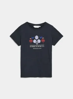 Printed pure cotton slub T-shirt