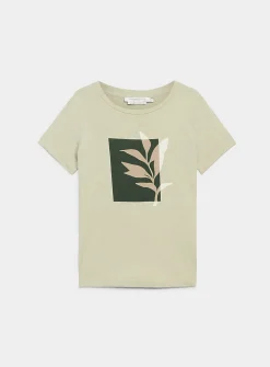 Printed pure cotton slub T-shirt