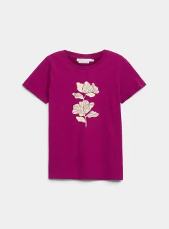 Printed pure cotton slub T-shirt