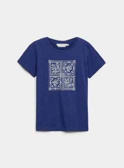 Printed pure cotton slub T-shirt