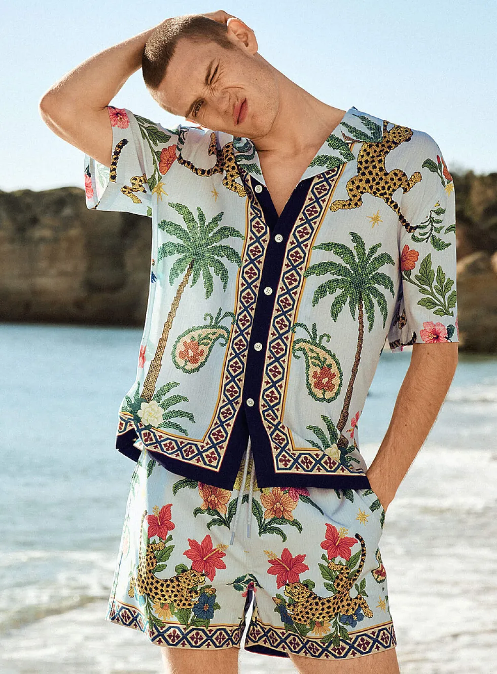 Printed stretch swim short