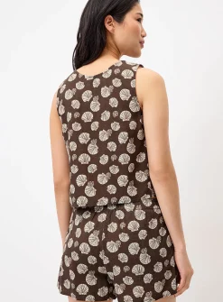 Printed tie-front cami