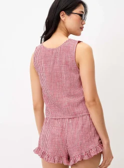 Printed tie-front cami