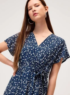 Printed wraparound maxi dress