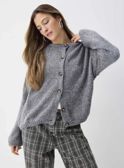 Puff-sleeve cardigan