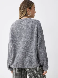 Puff-sleeve cardigan